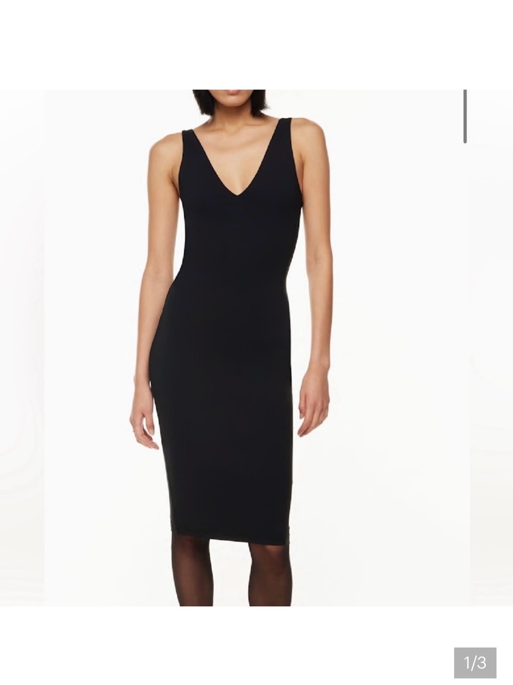 Babaton Black V-Neck Midi Dress